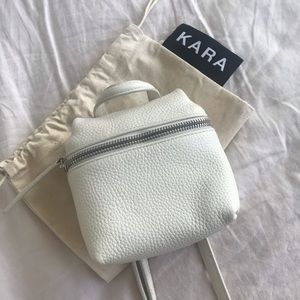 KARA White Pebbled Leather Crossbody Bag